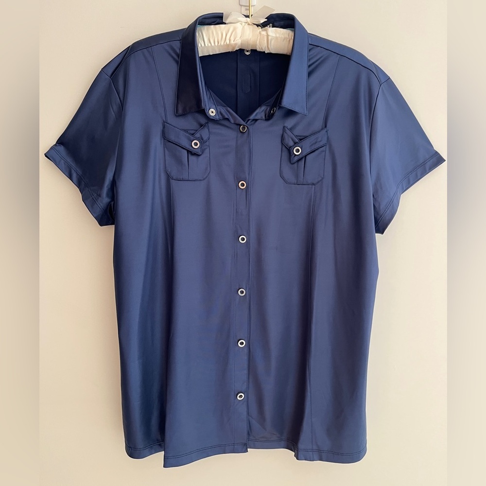 JAMIE SADOCK Snap Front Short Sleeve Collared Golf Shirt Stretch Resort Travel